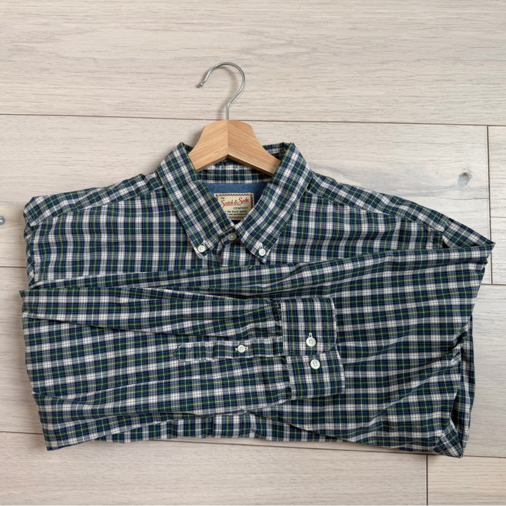 [Scotch & Soda] Navy, White, Yellow Plaid Button-Down Shirt